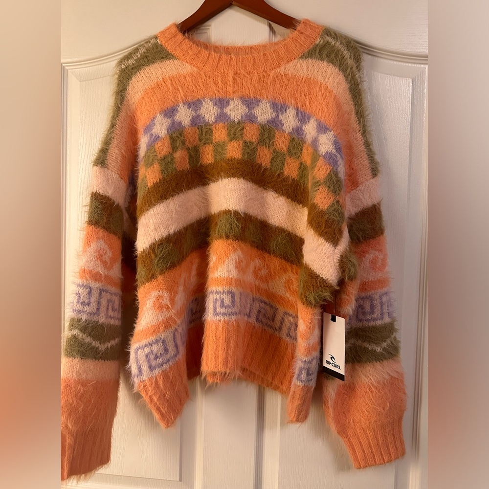 Rip Curl Women's Sweater with Orange, Green, and Purple Patterns